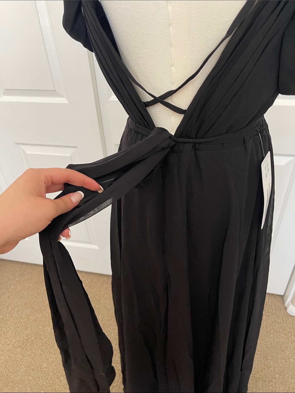 Azazie Black Cold-Shoulder Chiffon Maxi Dress - Picture 6 of 6